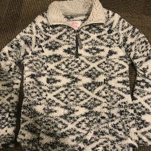 Black and white sherpa quarter-zip (womens size S)
